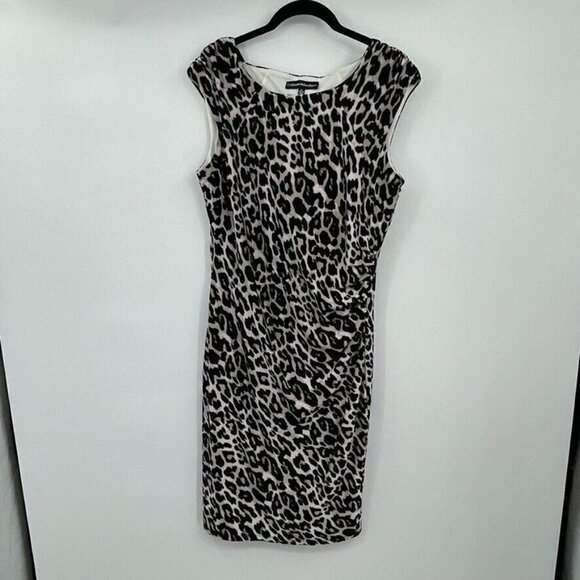 Catherine Malandrino Womens Dress 10 Sheath Sleeveless Animal Print Black White - Picture 4 of 12